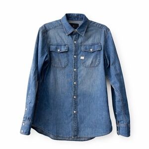 G-Star Raw Landoh Deconstructed Denim Button Up Shirt Size S